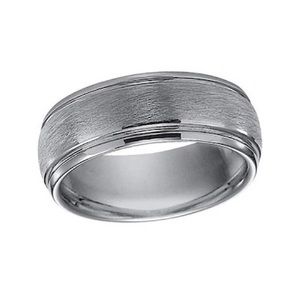 Triton Men's 8.0mm Brushed and Beveled Edge Wedding Band in Tungsten